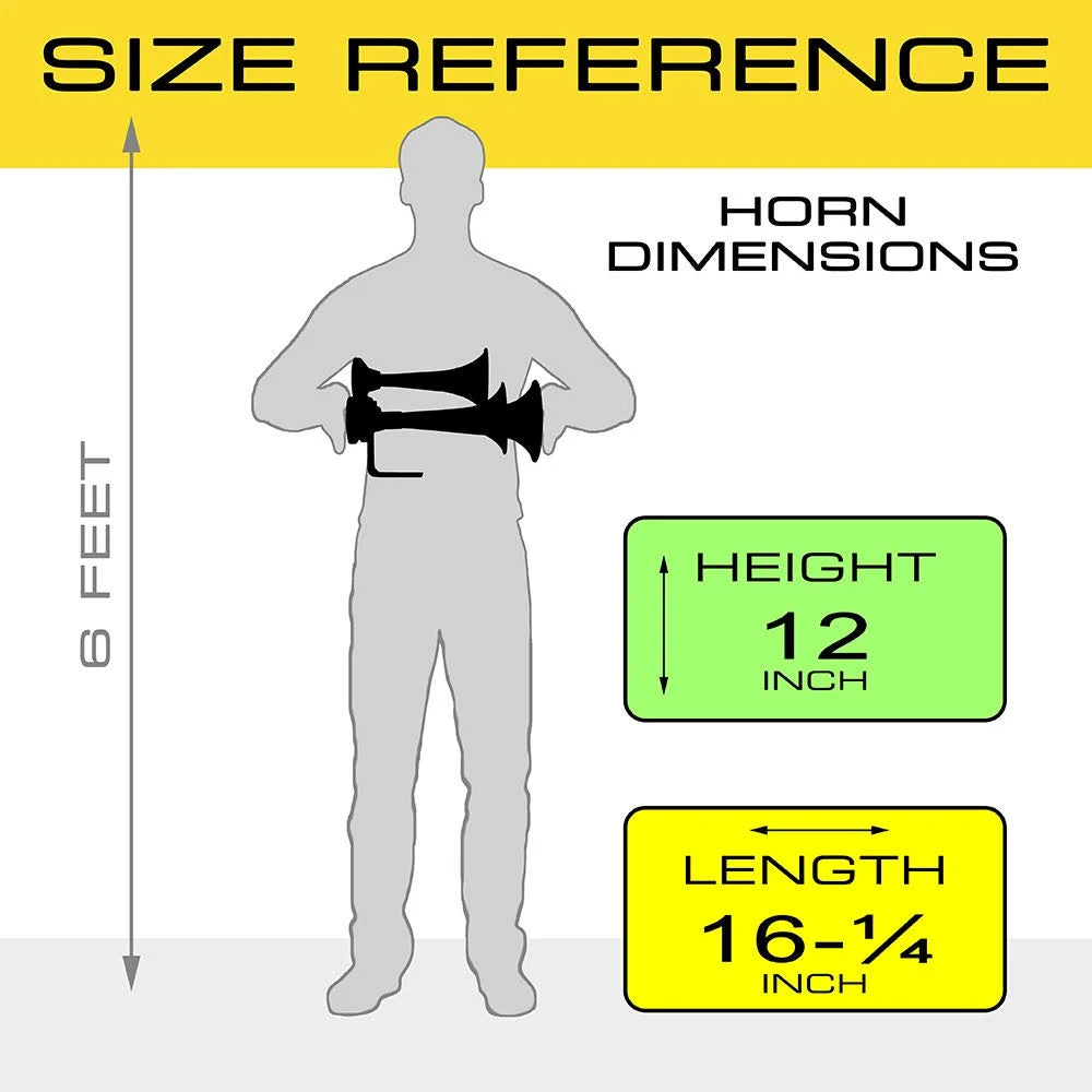 3 Air Horn Black Heavy Duty ABS Train Horn X387