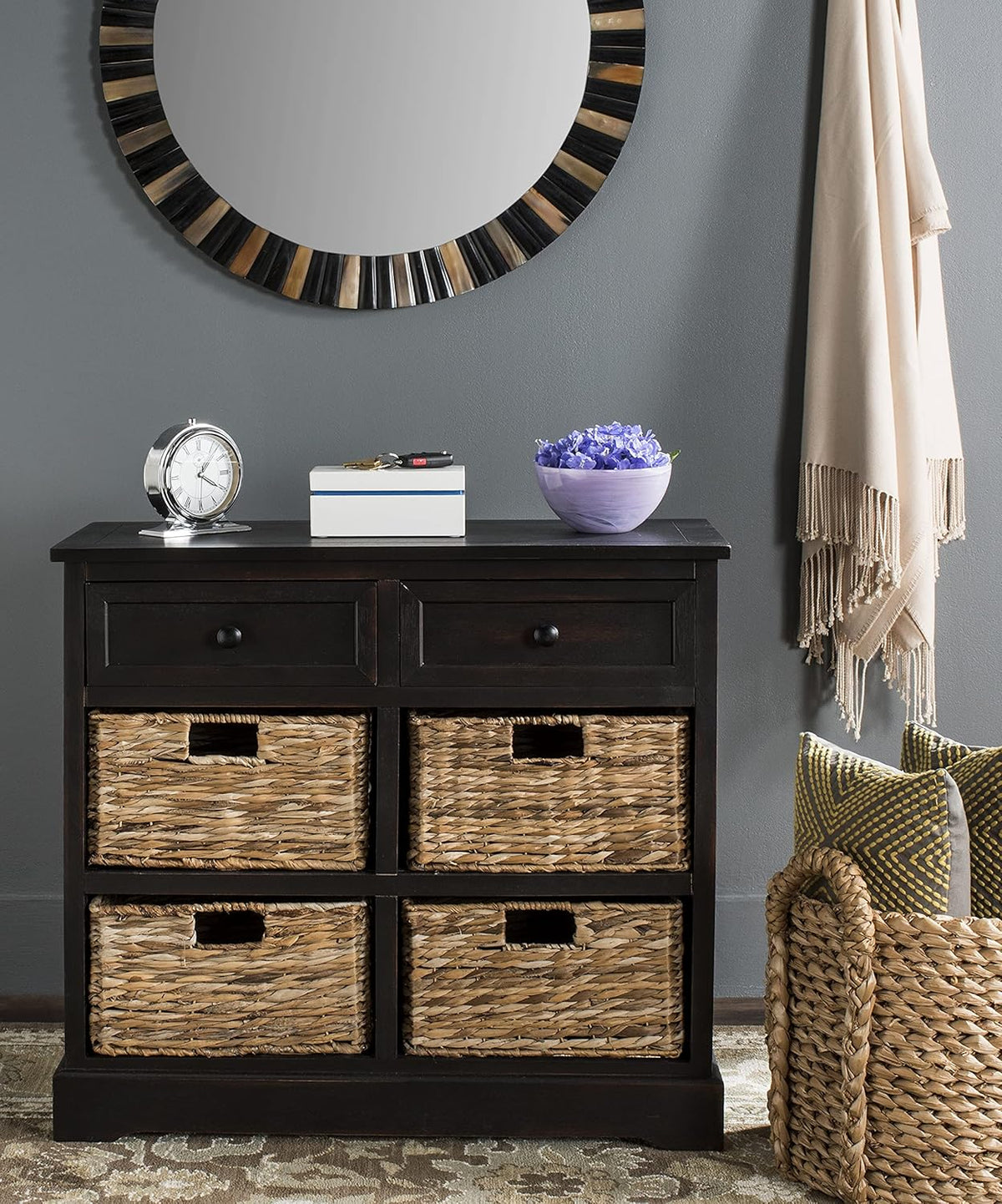 Brown Wicker Basket Storage Unit R571332