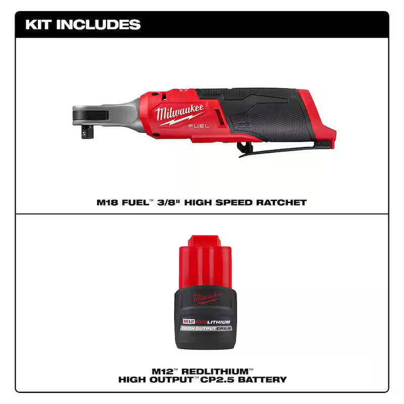 12-Volt Lithium-Ion Brushless Cordless 3/8 in. Ratchet with 2.5 Ah Battery Pack A1593
