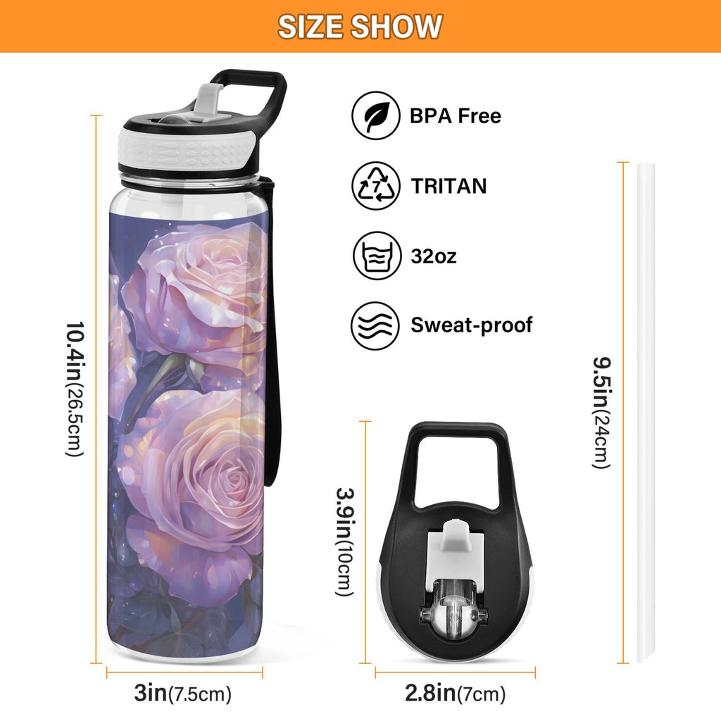 Purple 32oz Tritan Sports Water Bottle with Straw H89904