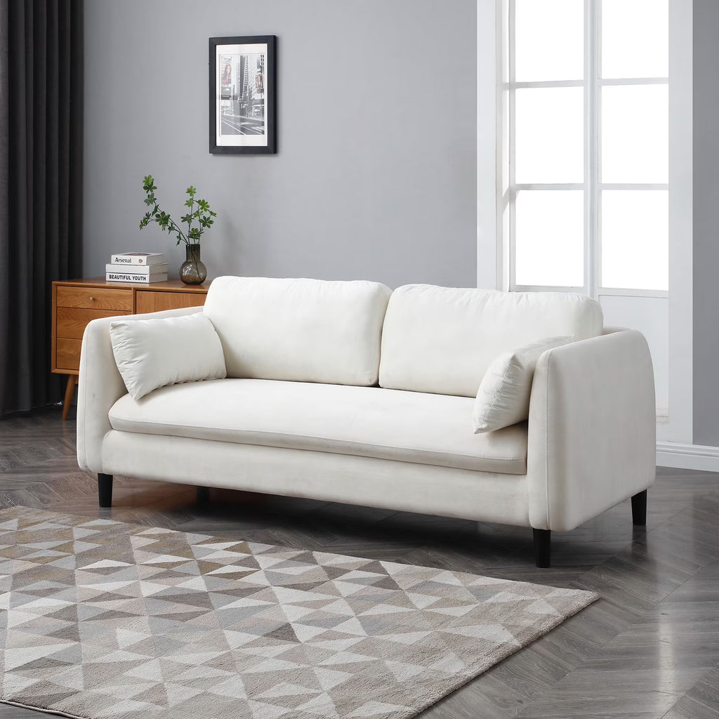 Beige 2-Seat Upholstered Loveseat Sofa U4896