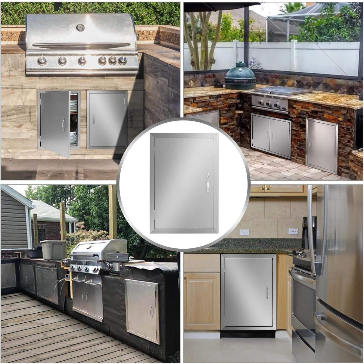 24W x 24H Inch Stainless Steel Double Wall Outdoor Kitchen Doors R97733