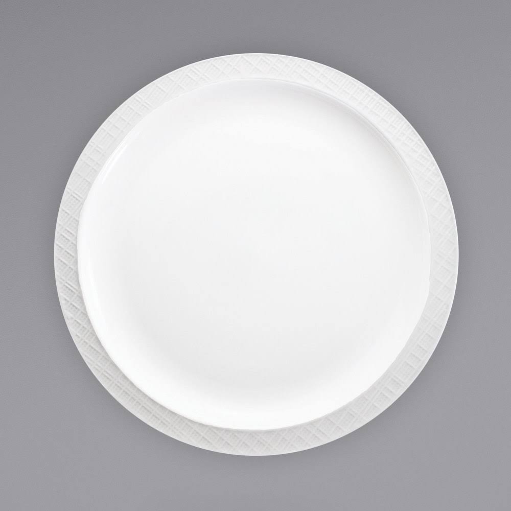 Bright White Stoneware Narrow Rim Plate - 24/Case R484079