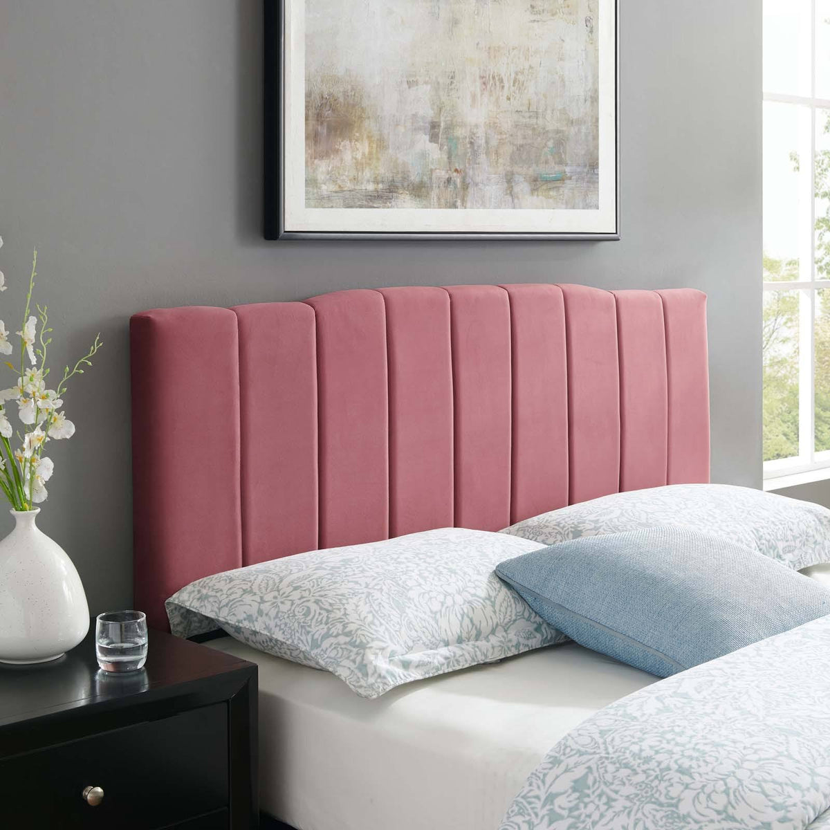 Mint Channel Tufted Velvet Headboard B320