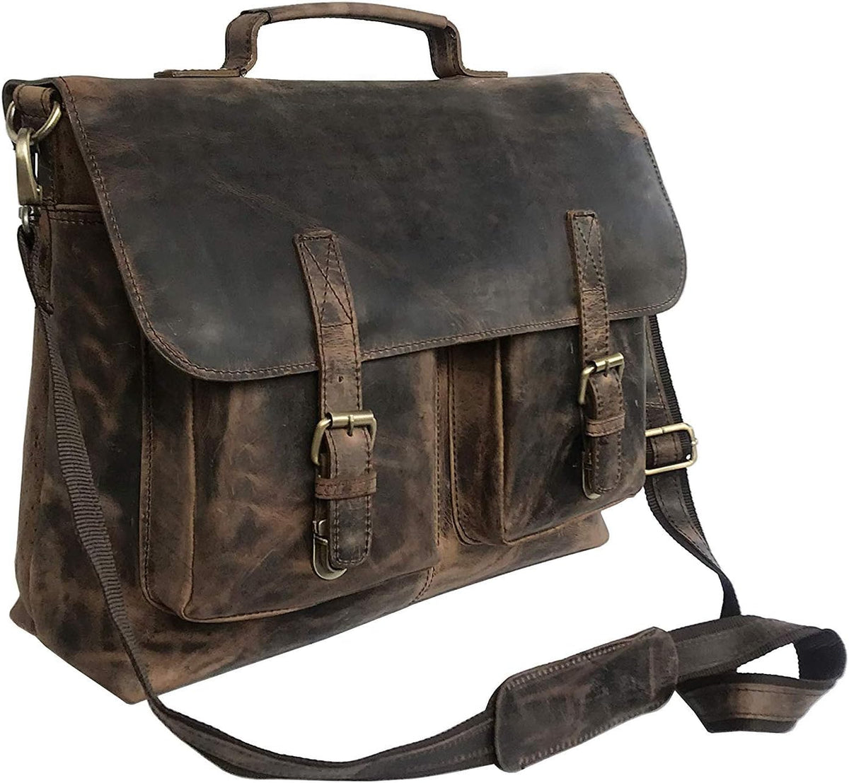 18 Inch Brown Leather Messenger Bag N11445