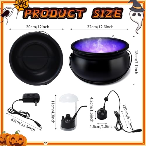 12" Large Black Witch Cauldron with Mist Maker Fogger M33311