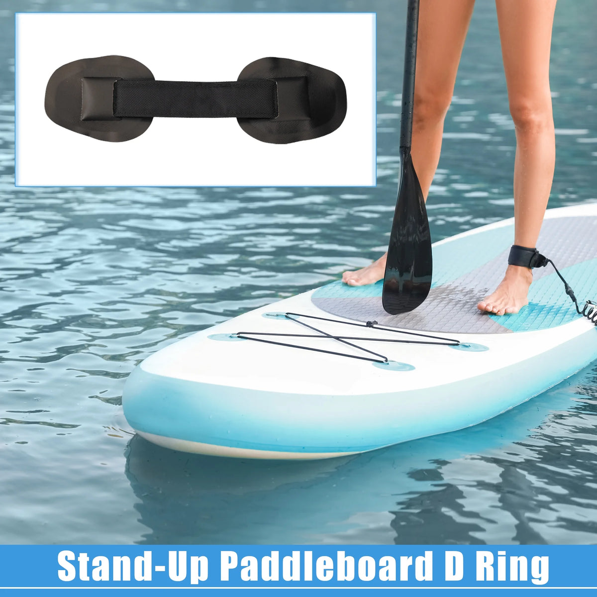 7pcs PVC Patch Round Shape D Ring 11.5ft Elastic Shock Rope with 6 Hooks Accessories for Inflatable Boat Black H668