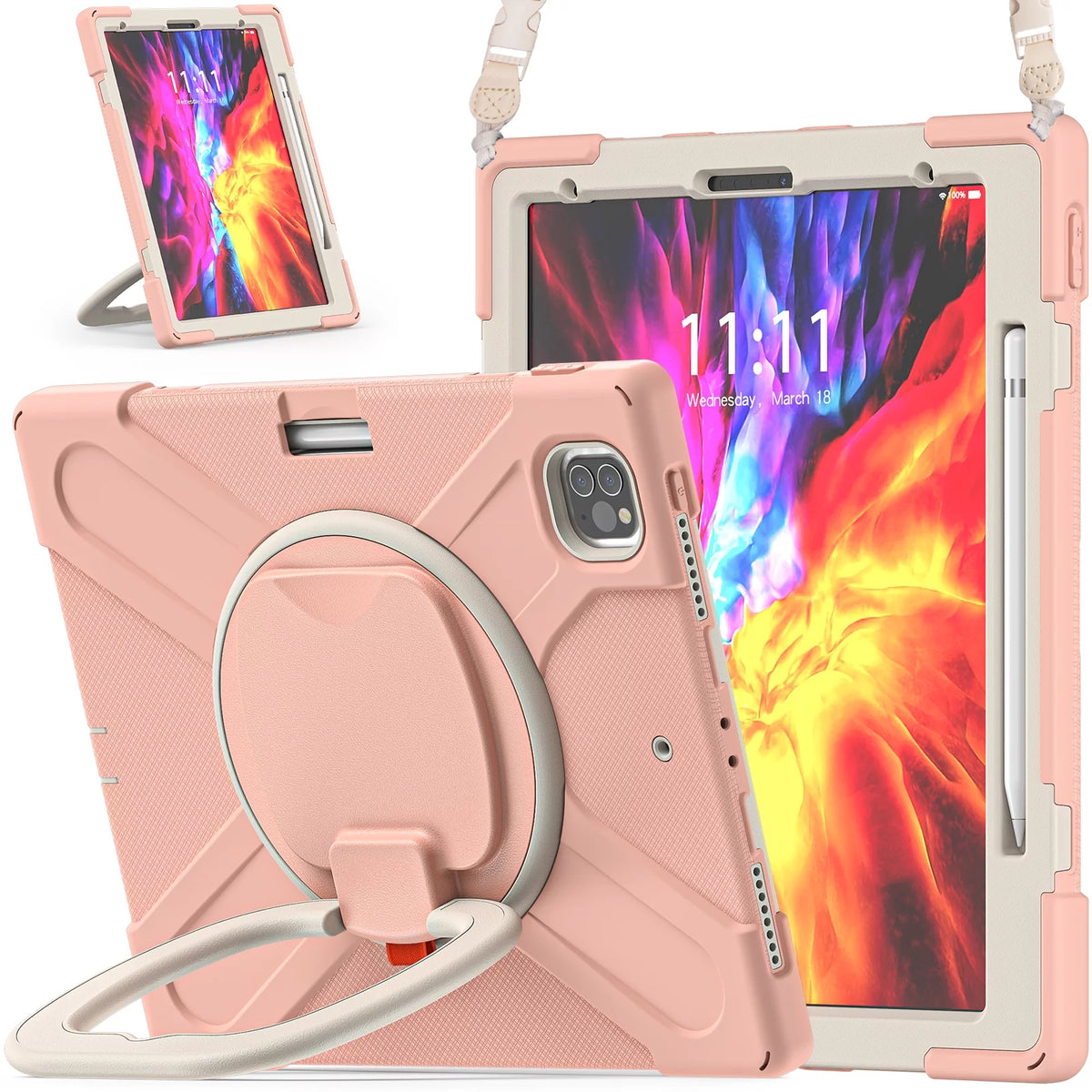 iPad Pro 12.9 Case Heavy Duty Rugged Shockproof Protective Cover with Kickstand I35644