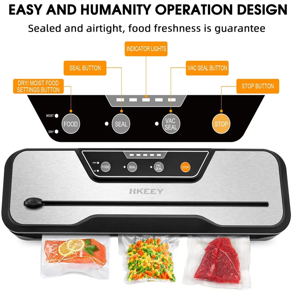 Food Vacuum Sealer Machine with 2 Rolls Vacuum Sealer Bags X96137