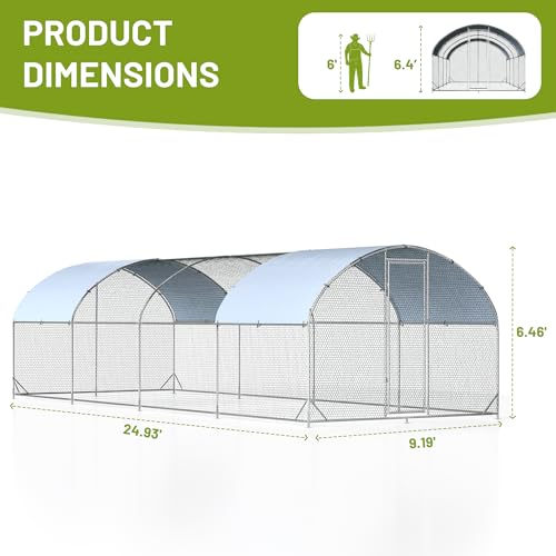 Large Metal Walk-in Galvanized Chicken Coop with Waterproof Cover A56993