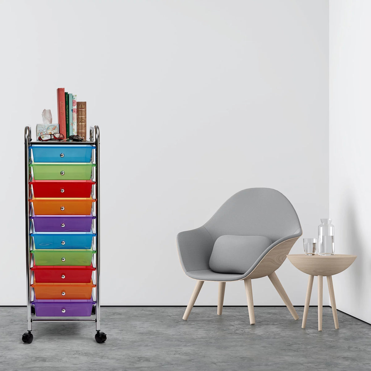 10 Drawer Organizer Cart with Wheels Q8041