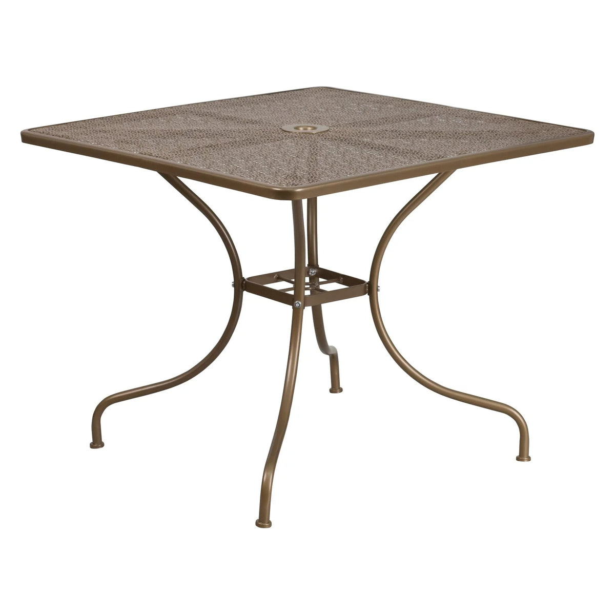 Square Black Steel Patio Table with Umbrella Hole L333493