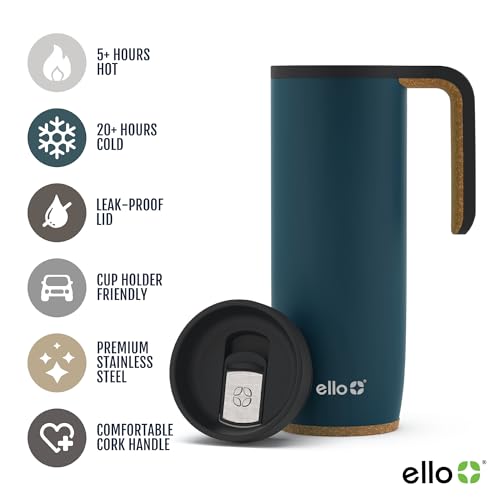 18oz Vacuum Insulated Stainless Steel Travel Mug with Side Handle and Leak-Proof Slider Lid P441127