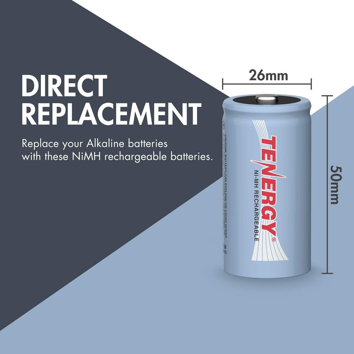 C Size 1.2V 5000mAh NiMH Rechargeable Battery 48 Pack H25719