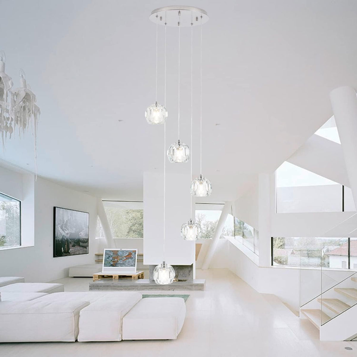 5 Lights Crystal Chandelier Pendant Light O275719