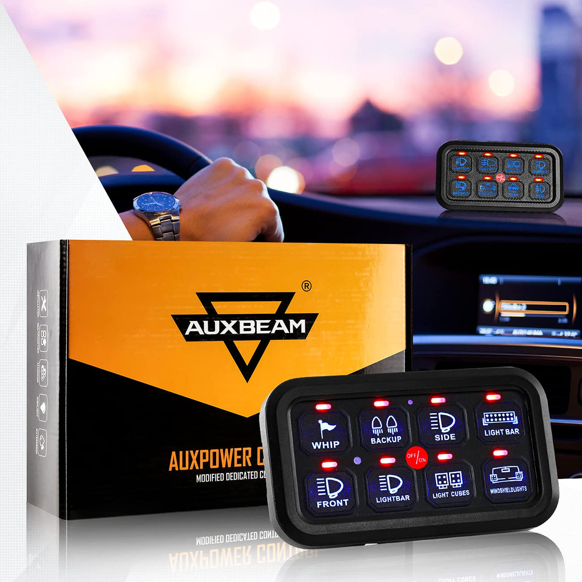 8 Gang Switch Panel with LED Switch Pod for Car Truck Boat UTV SUV D654905