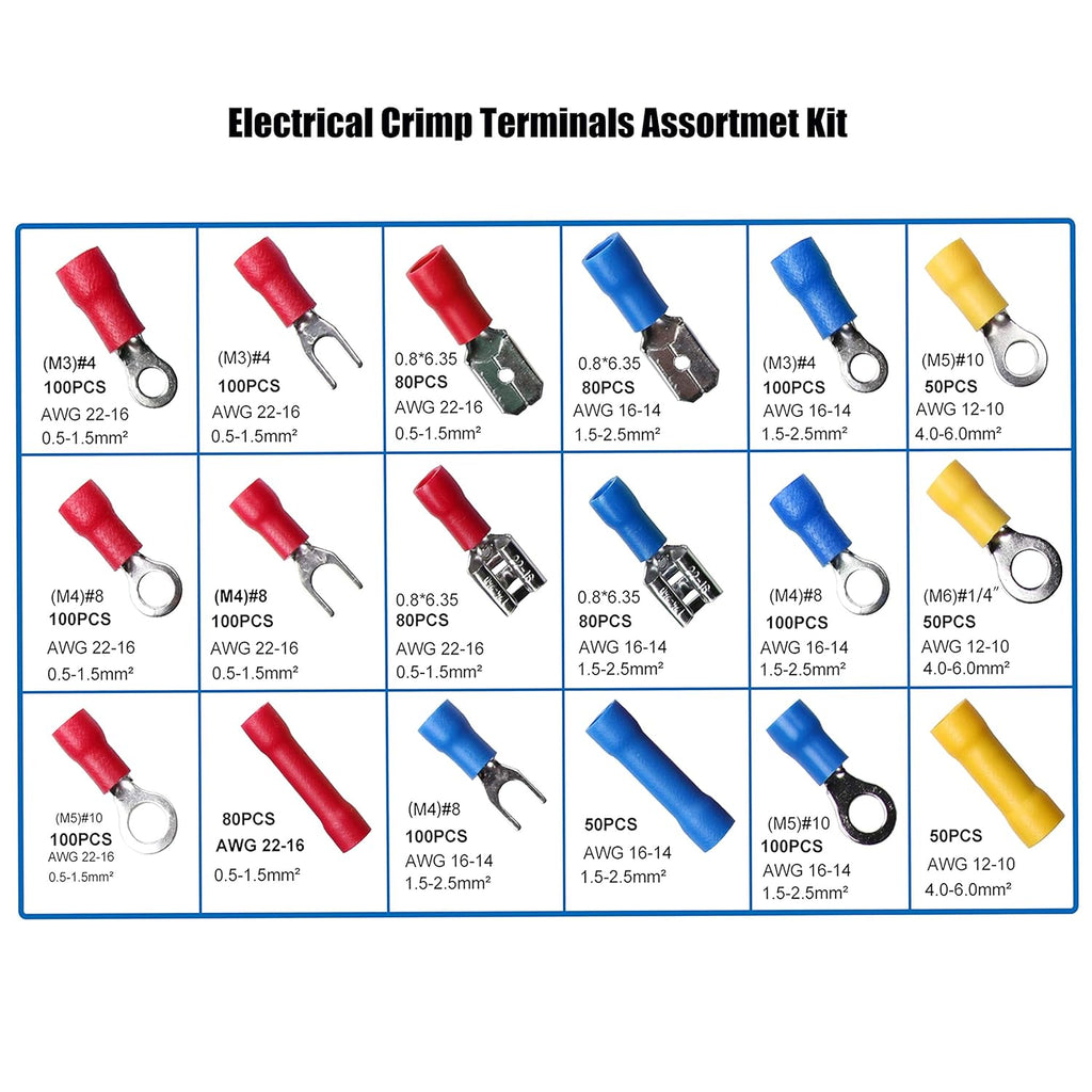 1280PCS Insulated Crimp Terminals Connector Set P108
