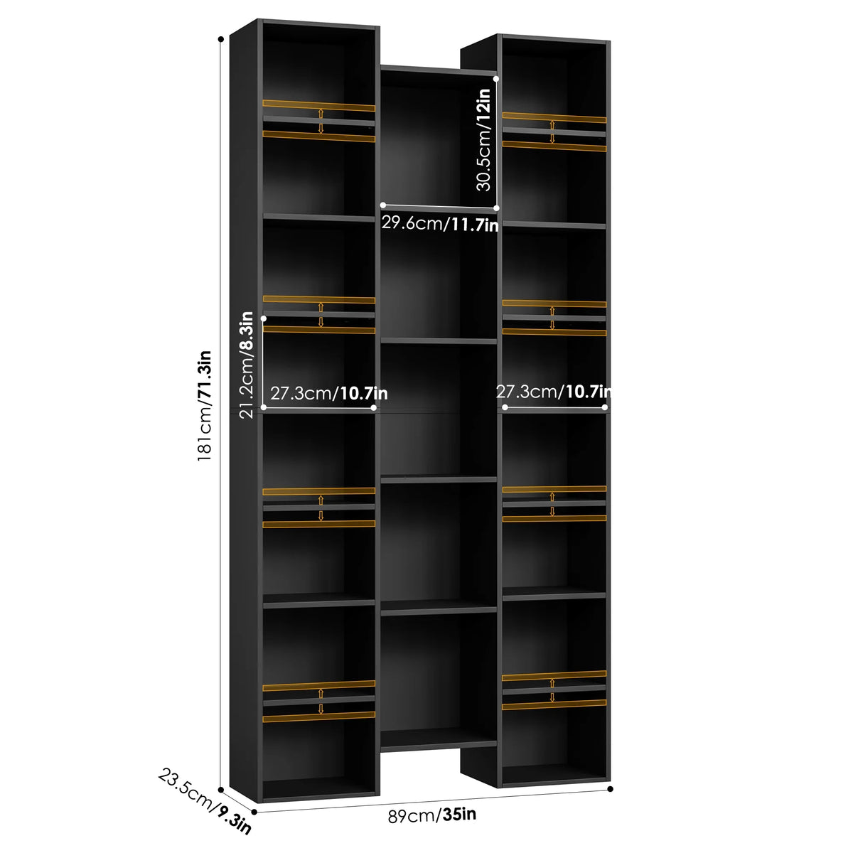 Black 21-Cube Bookcase with Adjustable Shelves R85139