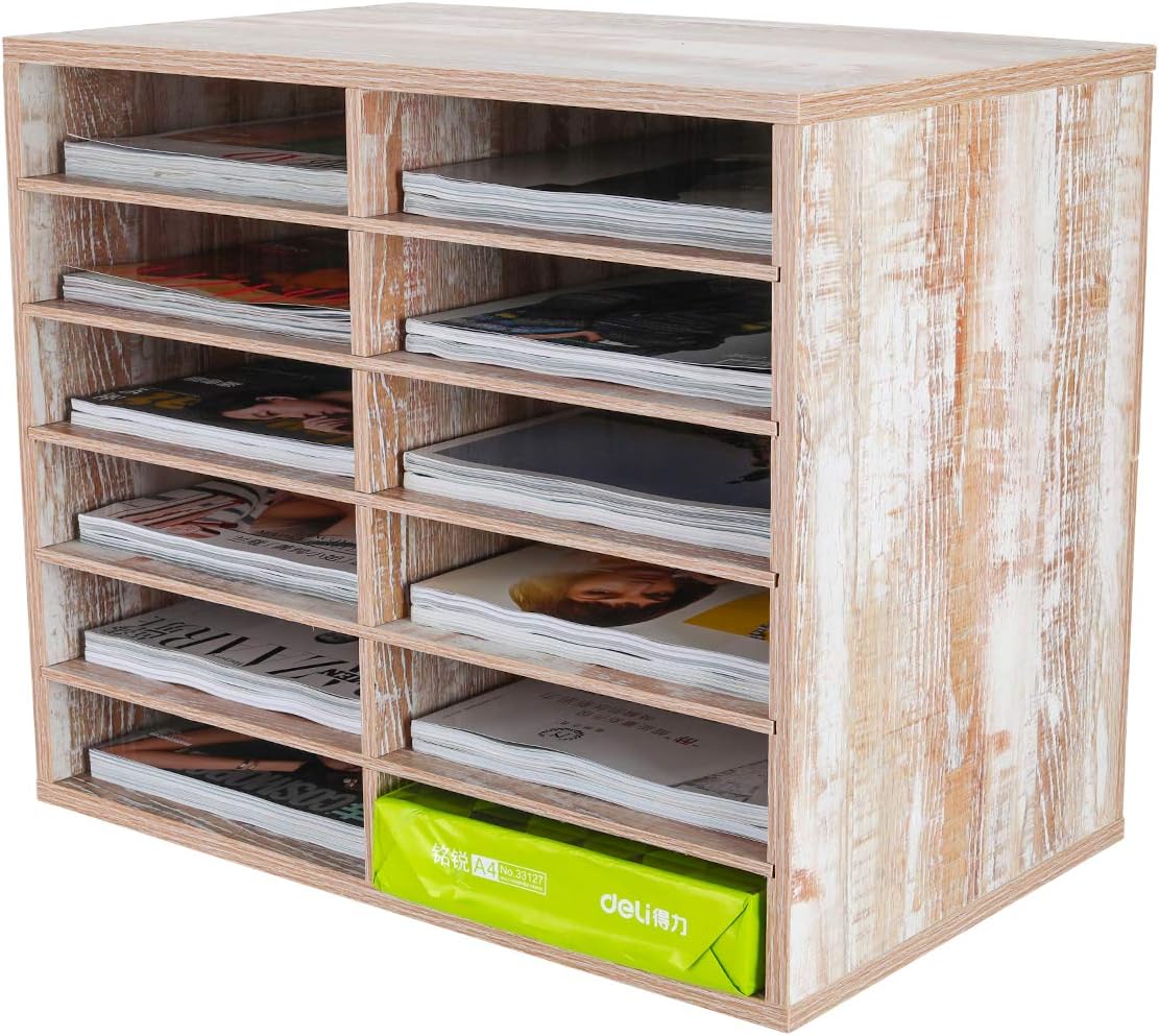 Wood Desktop Literature Organizer 12 Compartments Pack of 2 W484660