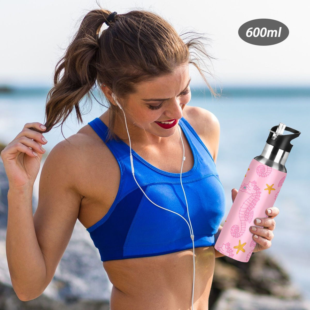 Pink Seahorse Starfish Stainless Steel Insulated Water Bottle C995875