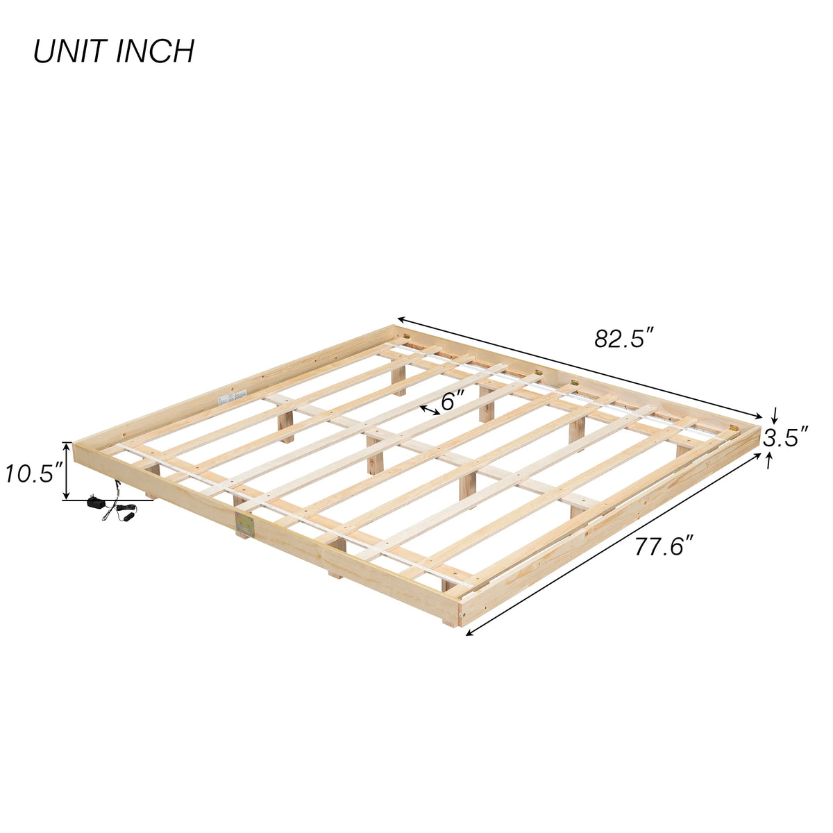 White Full Size Floating Bed Frame with LED Lights V5728