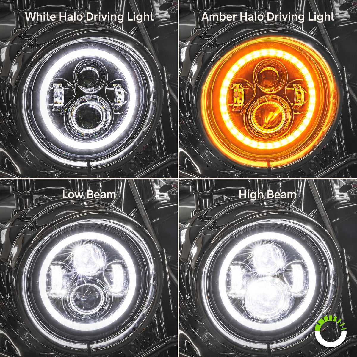 Black 7" H4 HALO CREE LED Headlights N370545