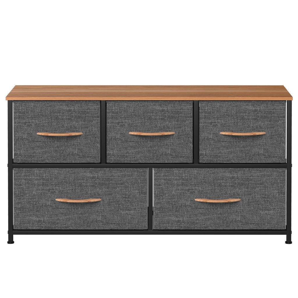 Dark Gray 5 Drawer Fabric Dresser O475