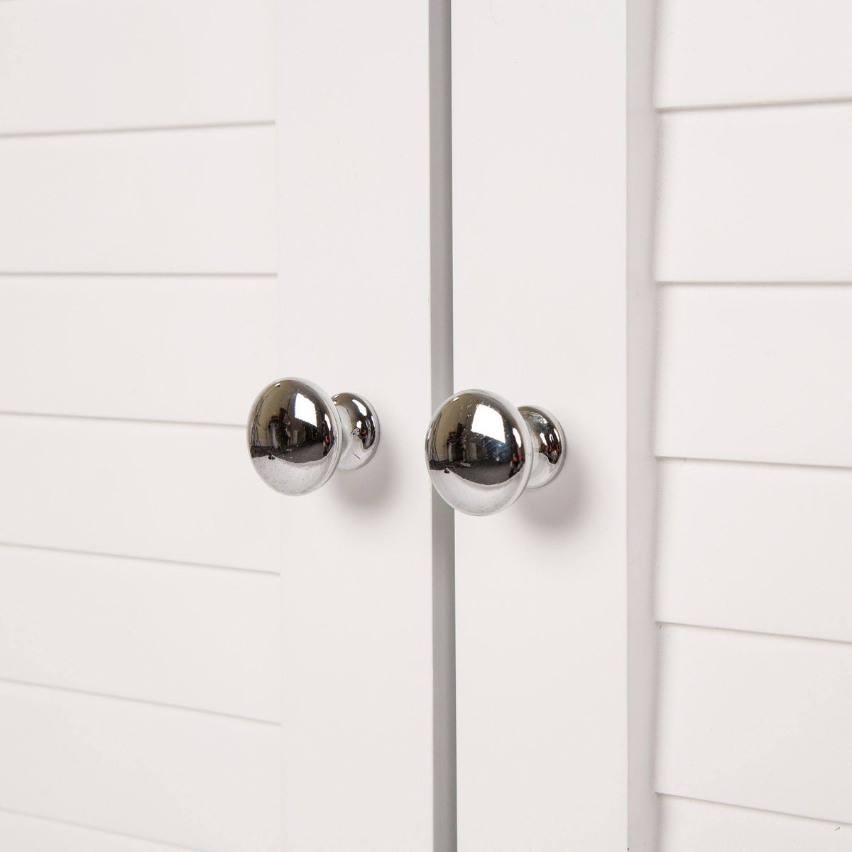 White Shelved Floor Cabinet with 2 Shutter-Door D913758