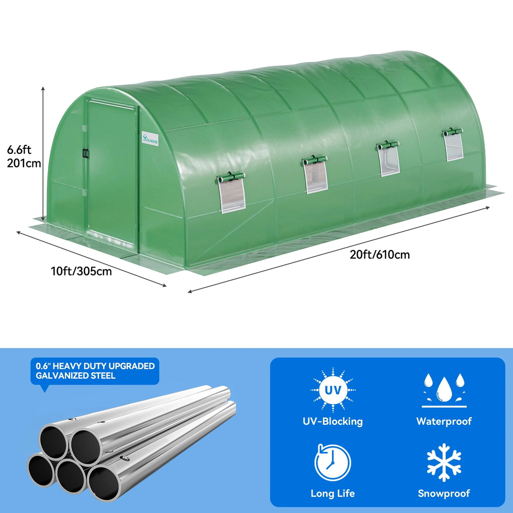 20x10x7ft Heavy Duty Walk-in Greenhouse Y934395