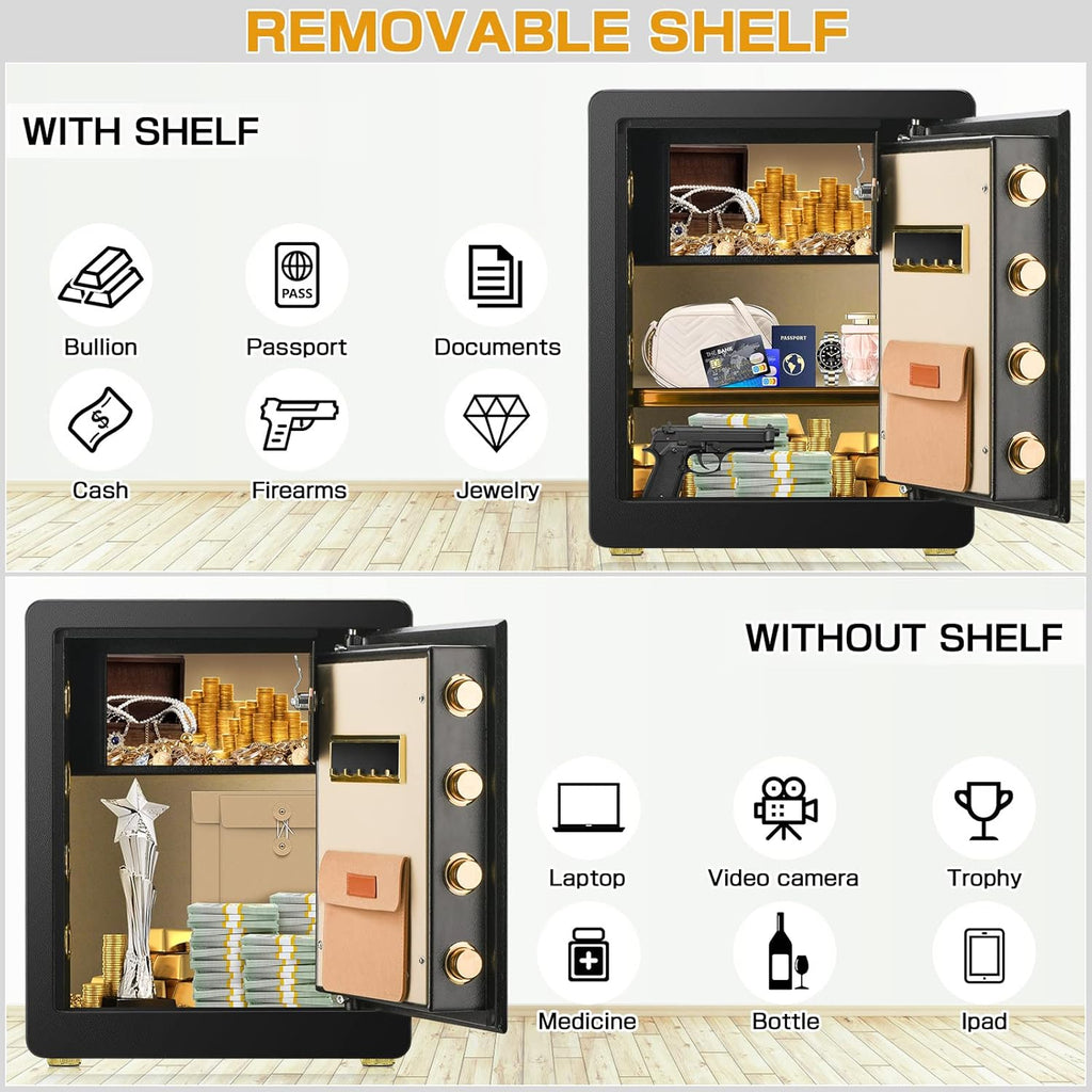 Fireproof Waterproof Digital Keypad Safe Box with Document Bag F448