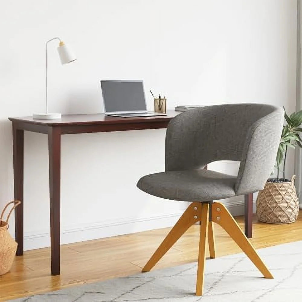 Blue Upholstered Swivel Accent Chair with Solid Wood Legs R196193