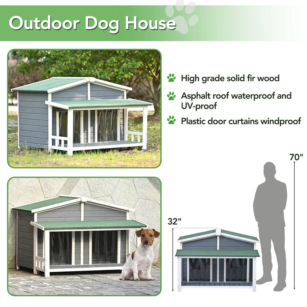 47" Large Wooden Dog House Outdoor Z631458