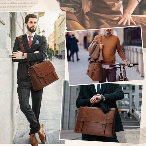 Black Waterproof Leather Laptop Messenger Bag V381371