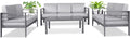 4 Pieces Metal Patio Sectional Sofa with Cushions and Coffee Table O847