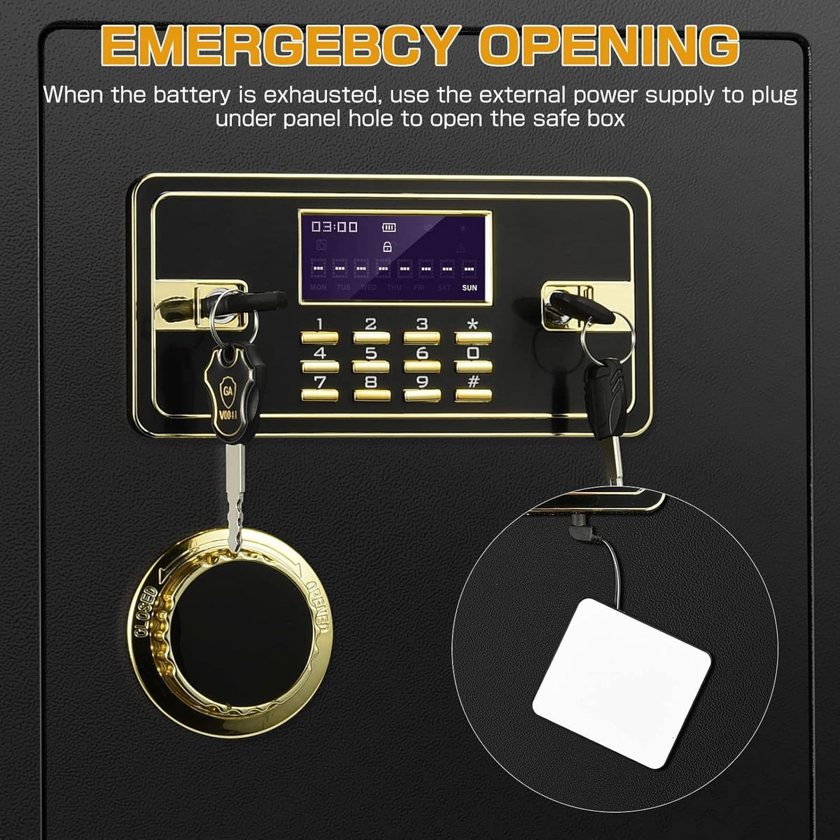 Fireproof Waterproof Digital Keypad Safe Box with Document Bag F448