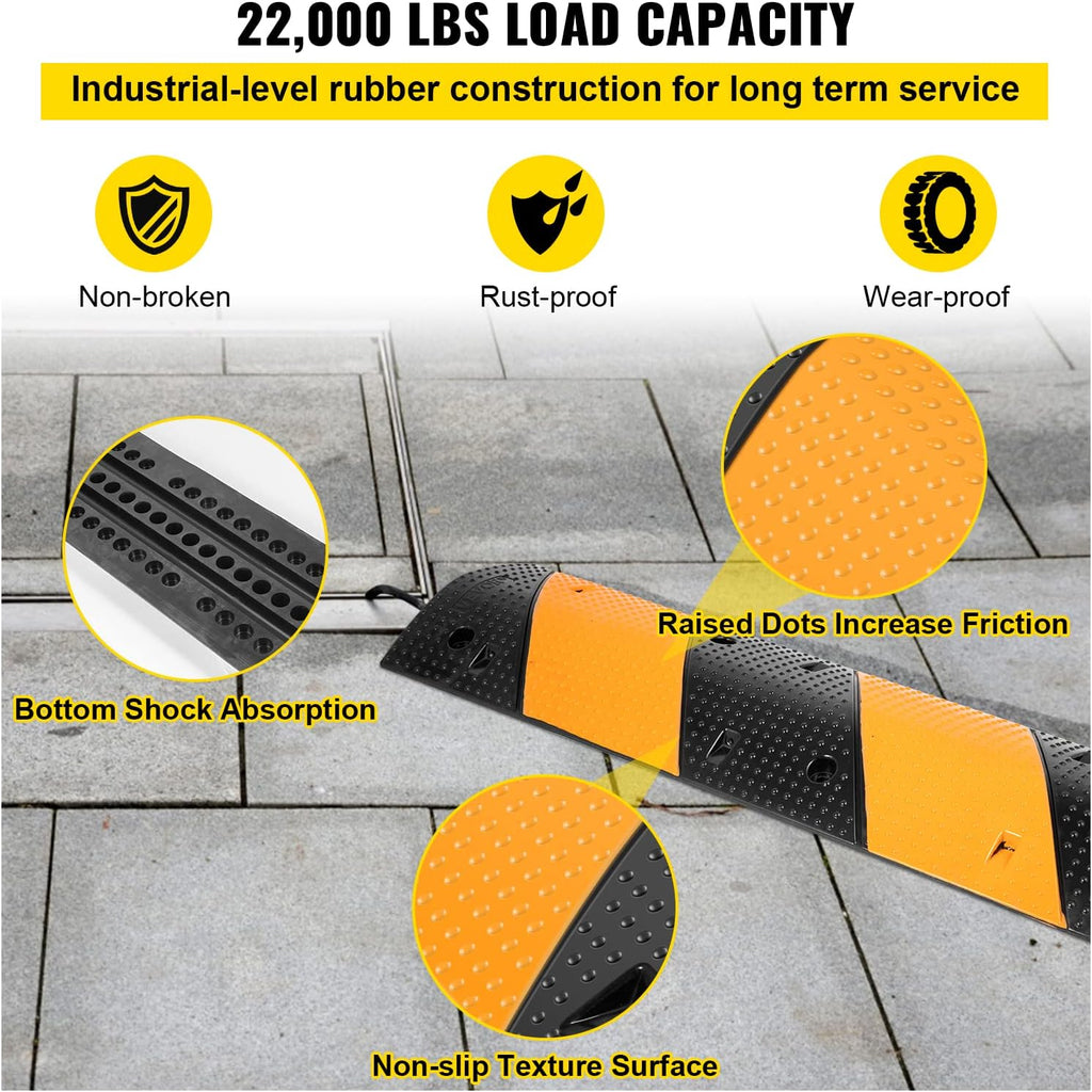 Rubber Speed Bump, 2 Channel, 40 Long, 22000 LBS Load Capacity, Pack of 2 W478848