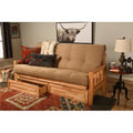 Natural Futon Frame with Mattress & Storage Drawers Full Size J722921