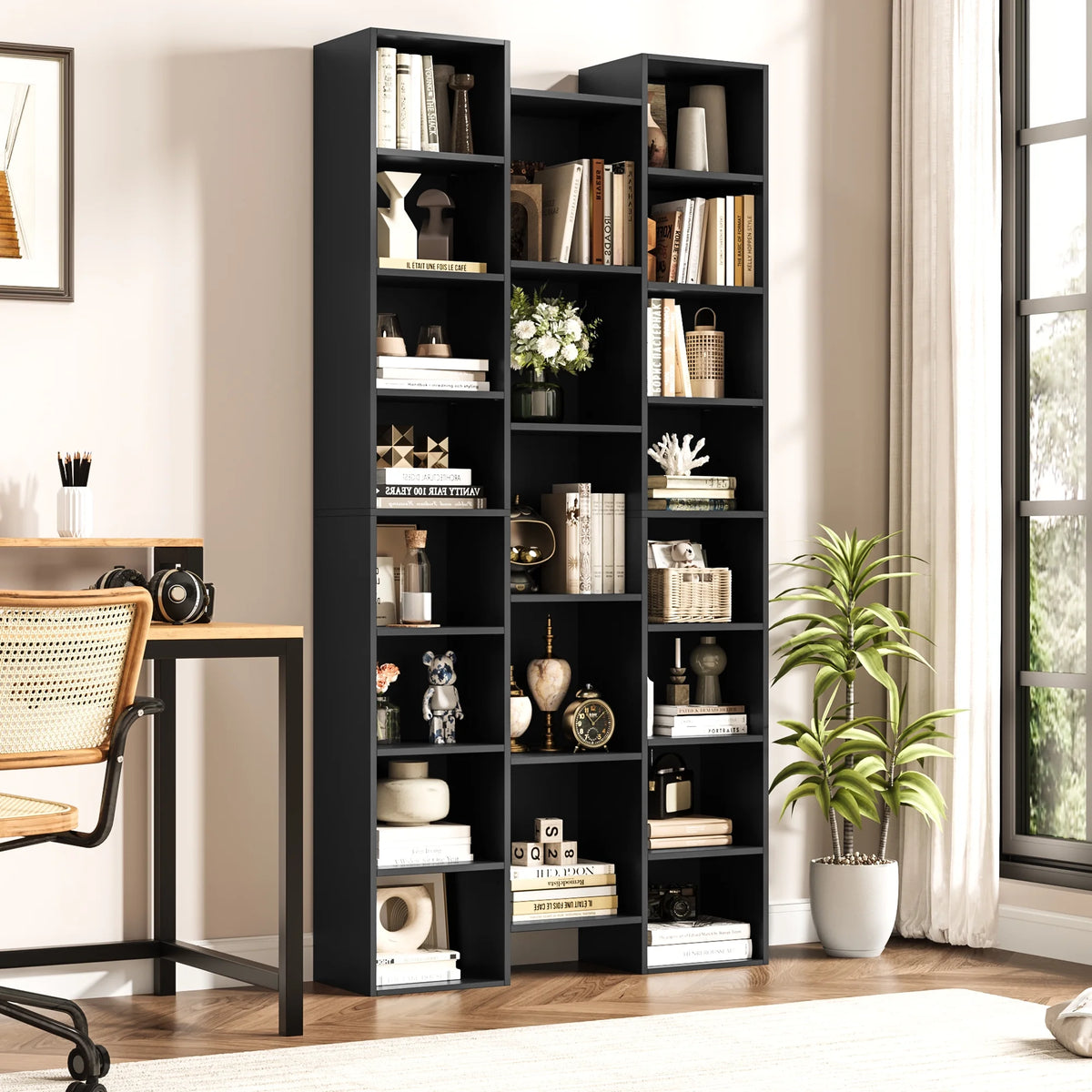 Black 21-Cube Bookcase with Adjustable Shelves R85139