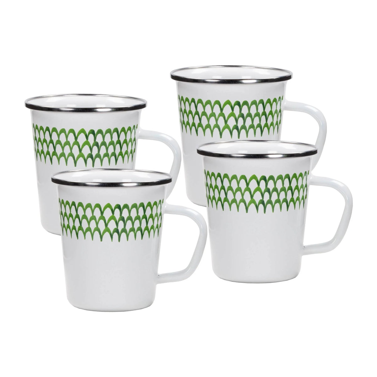Green Enamelware Latte Mugs, Set of 4 W5683