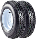 2PCS Trailer Tires & Rims 4.80-8 6PR 4 Lug on 4" Wheel White Spoke A820