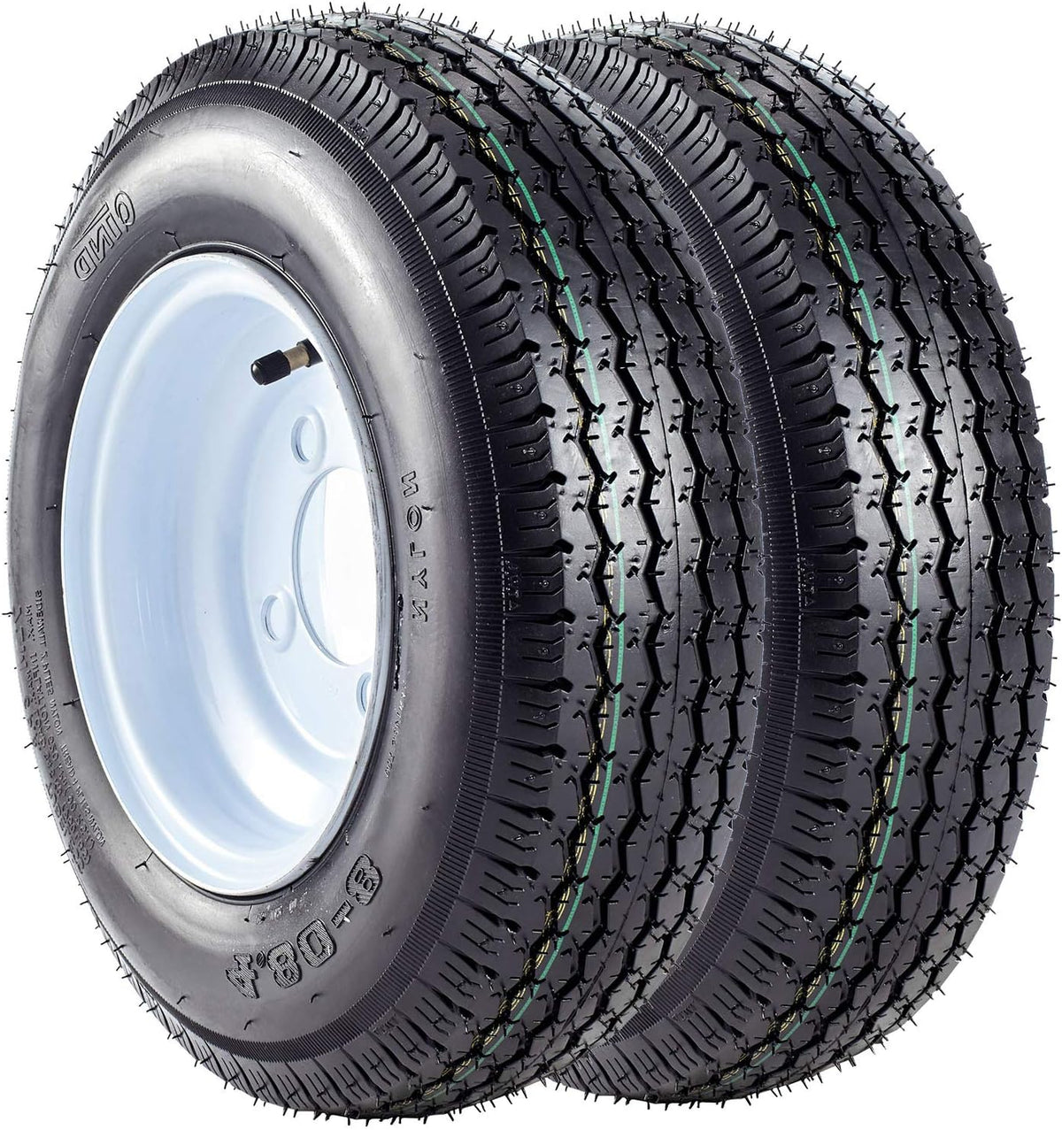 2PCS Trailer Tires & Rims 4.80-8 6PR 4 Lug on 4" Wheel White Spoke A820