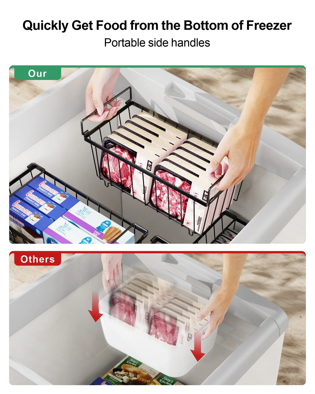 5 Pack Wire Storage Baskets for Deep Freezer, Black L1425