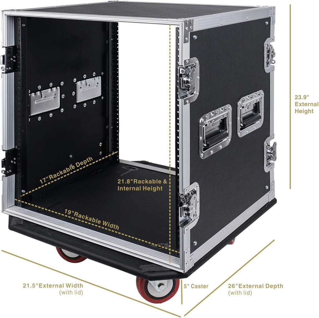 6U PA/DJ Rack Case with 17" Depth Plywood Metal Ball Corners U70376