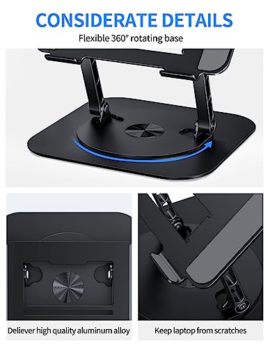 Black Adjustable Foldable Laptop Stand with 360 Rotating Base O8778