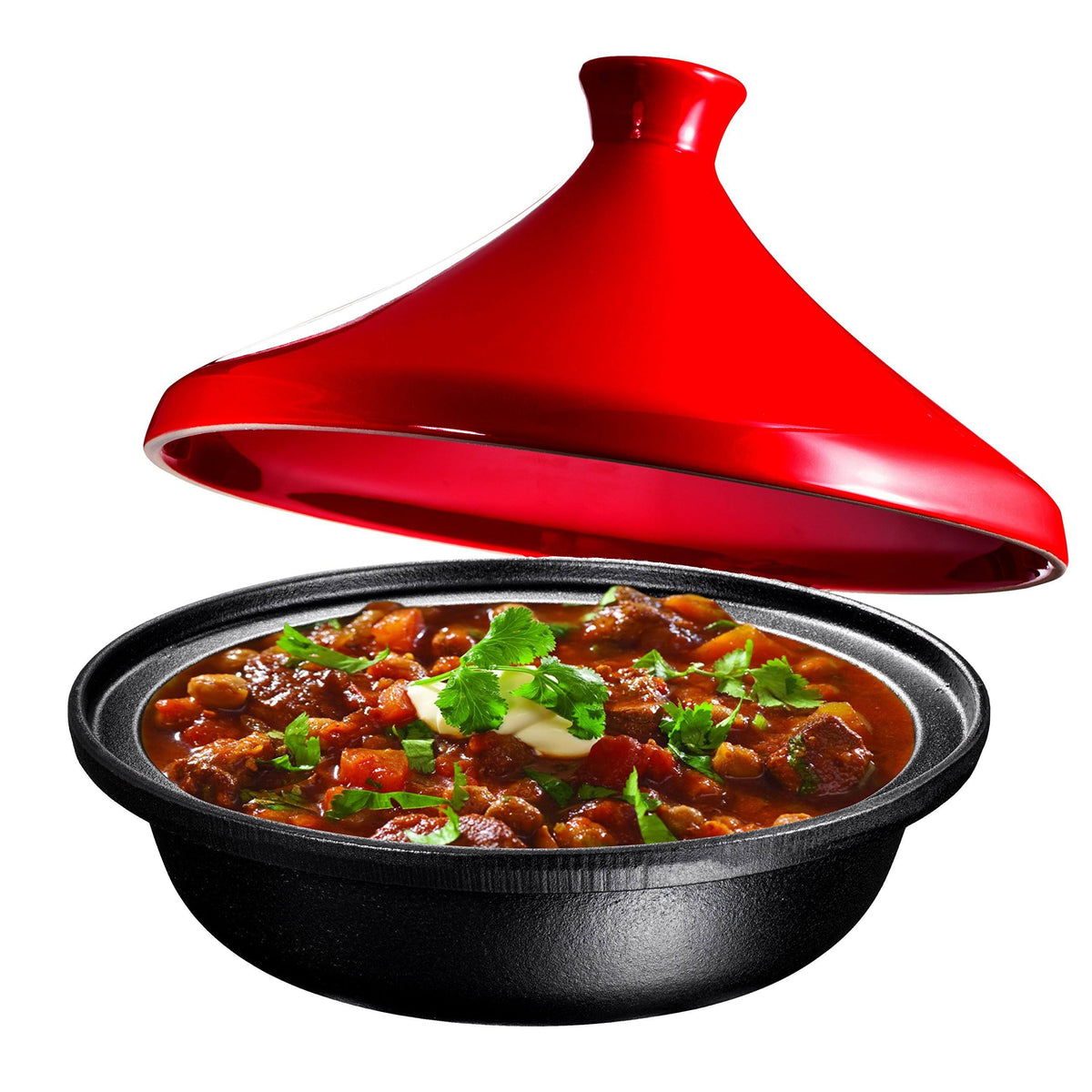 Enameled Fire Red Cast Iron Tagine Pot, 4 Quart F876