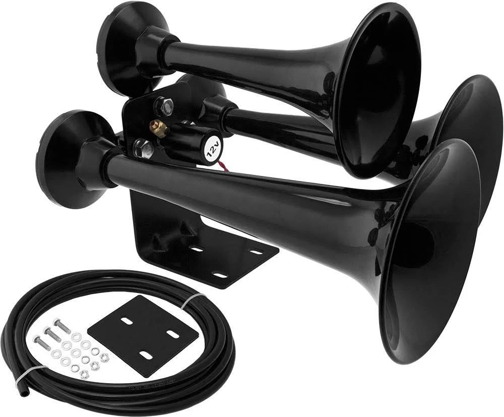 3 Air Horn Black Heavy Duty ABS Train Horn X387