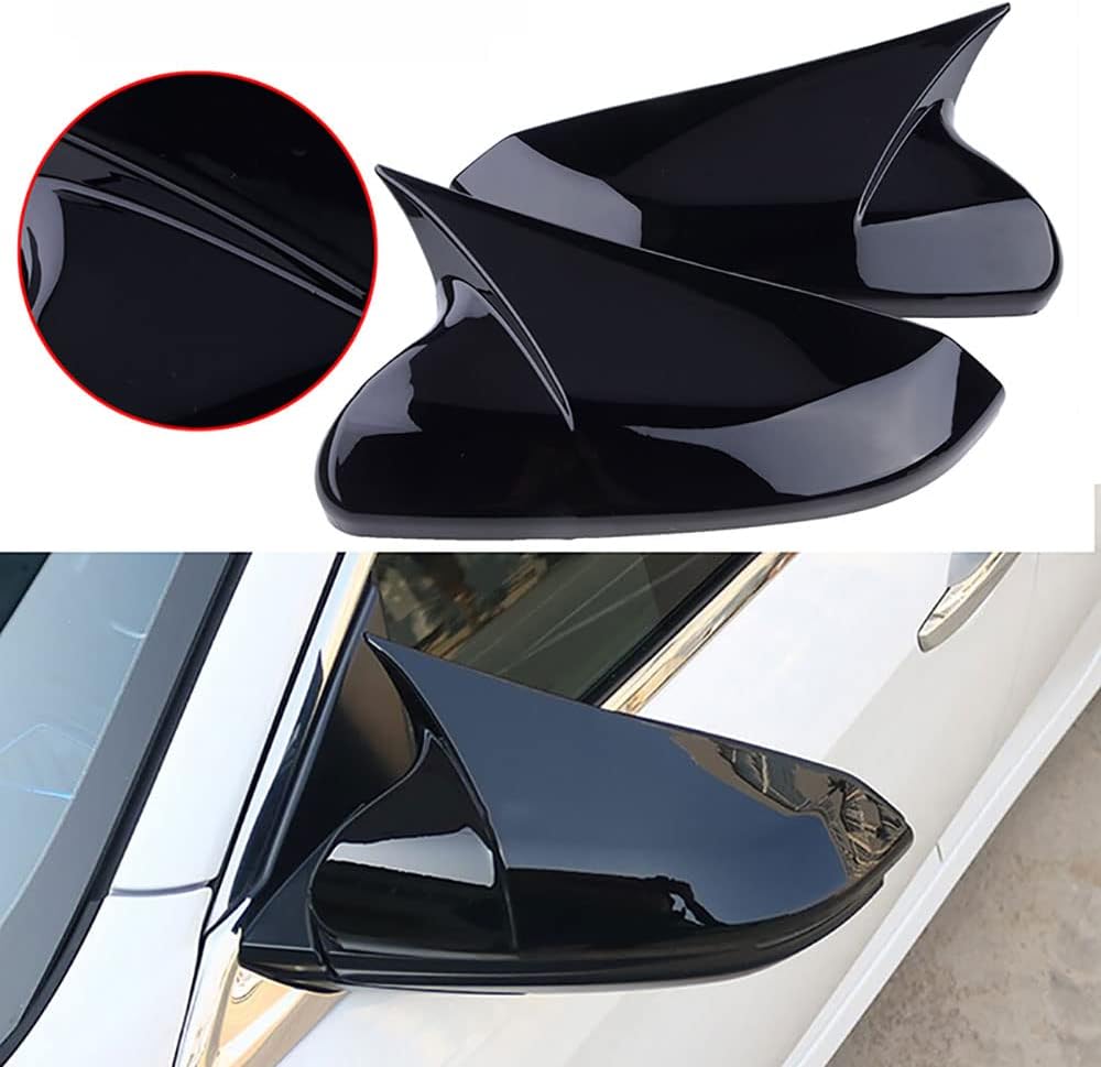 Glossy Black Carbon Fiber Side Door Rear View Mirror Covers C46844