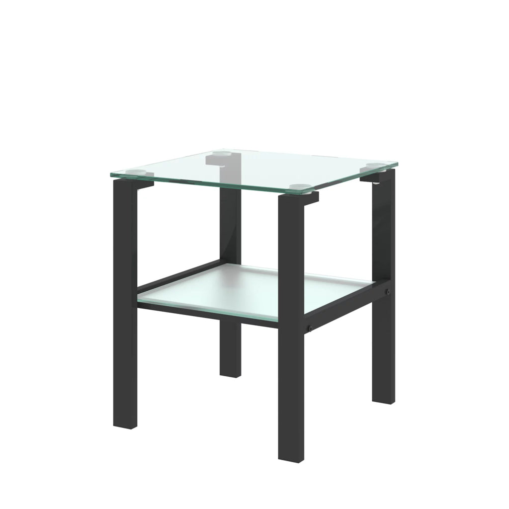 Set of 2 Tempered Glass Square Side Table Y542640