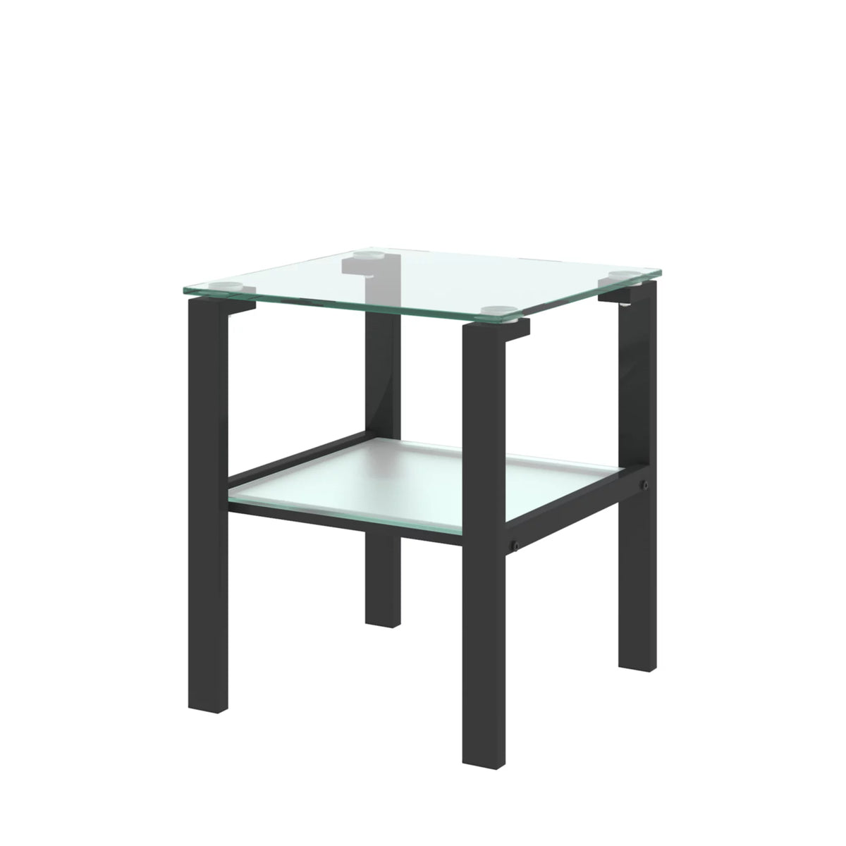 Set of 2 Tempered Glass Square Side Table Y542640