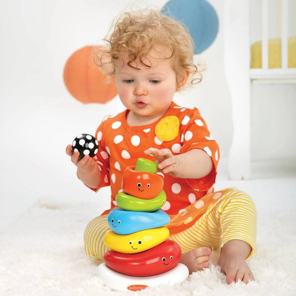 Multicolor 7-Piece Ring Stacking Toy with Rocking Base W52972